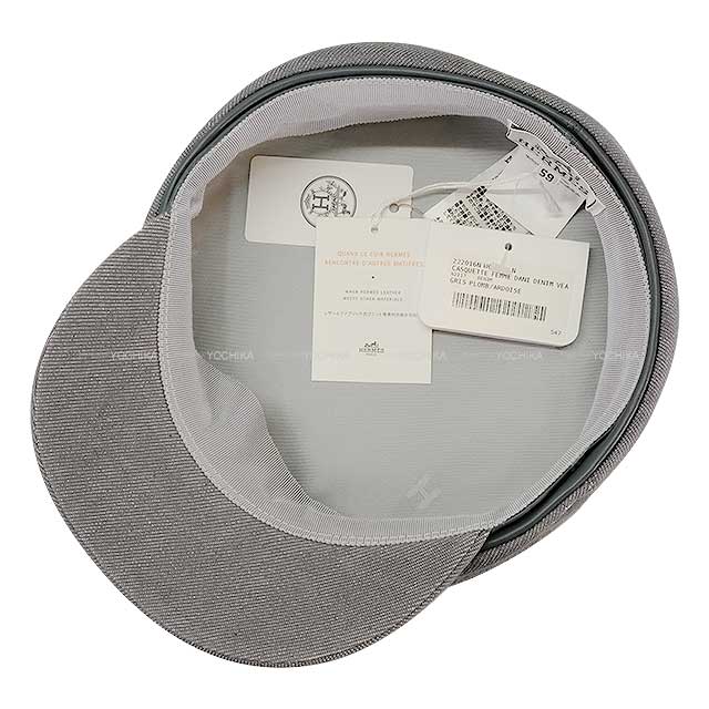 HERMES Casquette Dani Denim #59 Gris/Ardoise Lambskin[BRAND NEW][Authentic]