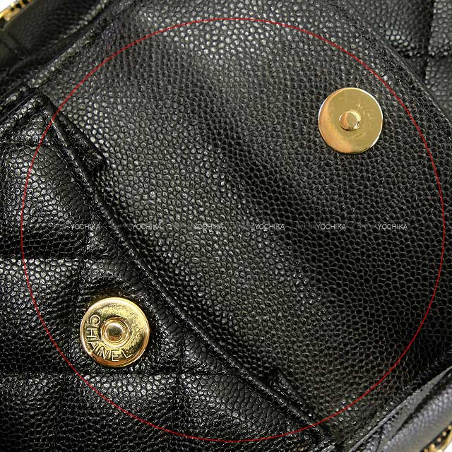 [Pre-loved] CHANEL Backpack/daypack/Ruck sack Matelasse Coco mark Chain Noir (Black) Graind Calf(Caviarskin) Champagne Gold HW AP3753[LIKE NEW][Authentic]