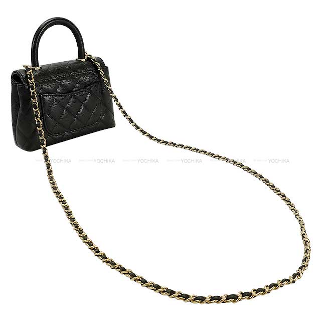 CHANEL Clutch bag Coco Handle Mini Chain Noir (Black) Graind Calf(Caviarskin) Champagne Gold HW AP4244[BRAND NEW][Authentic]