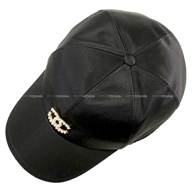 CHANEL cap Big COCO mark Pearl #Free Noir (Black) Cotton AA9129[EXCELLENT][Authentic]