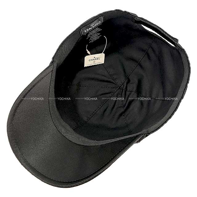 CHANEL cap Big COCO mark Pearl #Free Noir (Black) Cotton AA9129[EXCELLENT][Authentic]