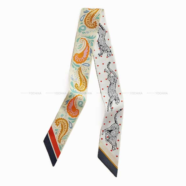 2024AW NEW HERMES scarf Twilly Guepards Bandana Jaune Soufre/Orange/Green[BRAND NEW][Authentic]