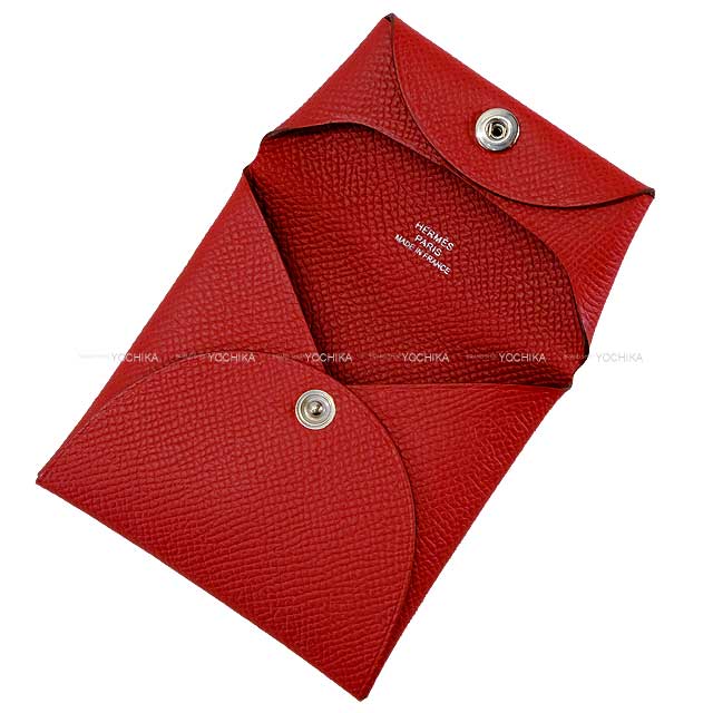 HERMES change purse Bastia Rouge Garance Veau Epsom Silver HW Stamp W[BRAND NEW][Authentic]