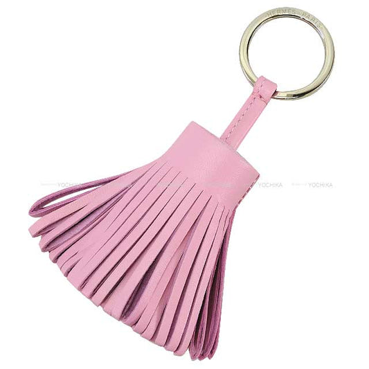 HERMES key ring Carmen Mauve sylvestre Agneau Milo Silver HW Stamp W[BRAND NEW][Authentic]