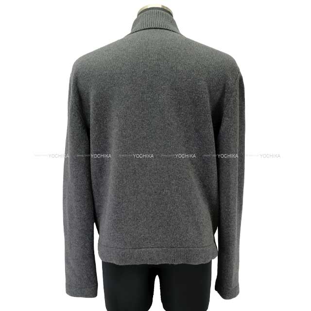 HERMES Long sleeve shirt Mens Over All-over Shirt Front Desk Leather Brown/Grey Wool Vaux Spall M Silver HW[BRAND NEW][Authentic]