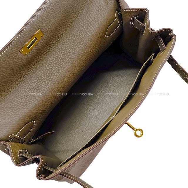 [Pre-loved] HERMES Shoulder bag Kelly28 Retourne Etoupe Taurillon Clemence Gold HW Stamp Z[LIKE NEW][Authentic]