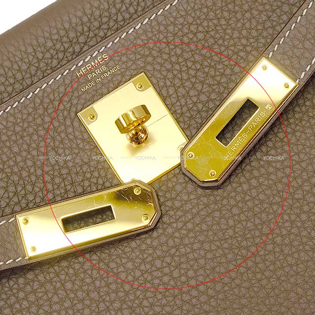 [Pre-loved] HERMES Shoulder bag Kelly28 Retourne Etoupe Taurillon Clemence Gold HW Stamp Z[LIKE NEW][Authentic]