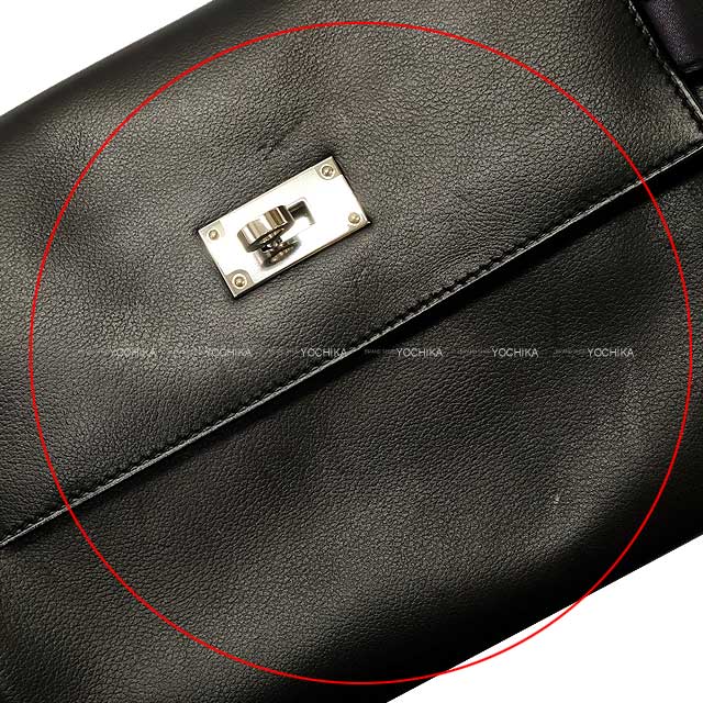 [Pre-loved] HERMES Shoulder bag Kelly Messenger 24 PM Noir (Black) Ever Grain Silver HW Stamp B[USED SA][Authentic]