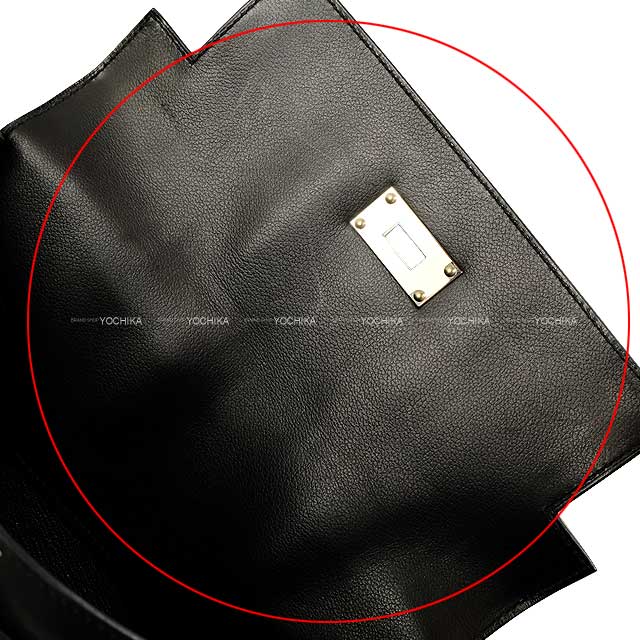 [Pre-loved] HERMES Shoulder bag Kelly Messenger 24 PM Noir (Black) Ever Grain Silver HW Stamp B[USED SA][Authentic]