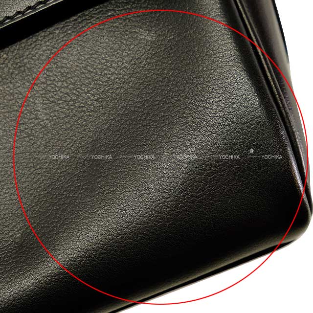 [Pre-loved] HERMES Shoulder bag Kelly Messenger 24 PM Noir (Black) Ever Grain Silver HW Stamp B[USED SA][Authentic]