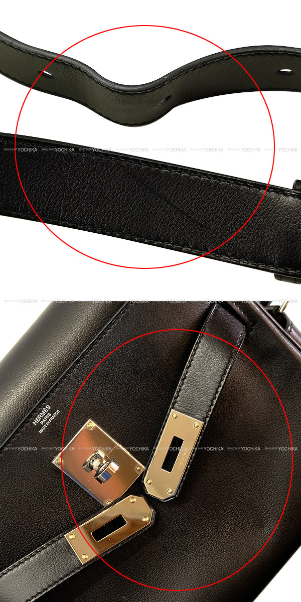 [Pre-loved] HERMES Shoulder bag Kelly Messenger 24 PM Noir (Black) Chevre Chamkila Silver HW Stamp B[USED SA][Authentic]