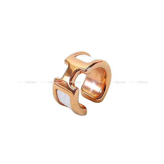 HERMES pierced earring Olympe PM ear cuff Blanc (White) Veau Epsom Width 0.3" Diameter 0.6" Rose Gold HW[BRAND NEW][Authentic]