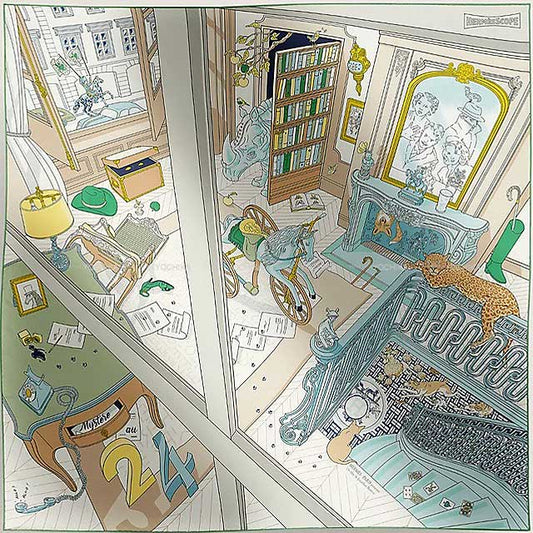 2024SS HERMES scarf Carre 90 MYSTRE AU 24 Gris Perle/Vert/Yellow Silk100%[BRAND NEW][Authentic]