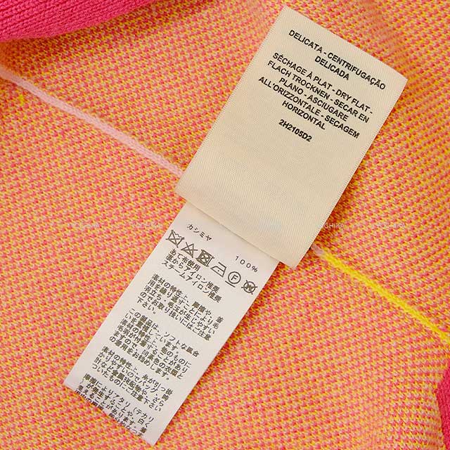 [Pre-loved] 2022AW HERMES Cardigan Ladies Long La Promenade du Matin Pink/Yellow Cashmere100% 34[LIKE NEW][Authentic]