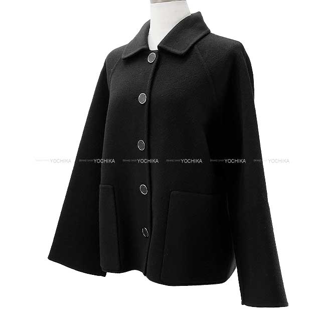 2023AW HERMES Ladies Short Coat Sellier Button  Noir (Black) Cashmere100% 36[BRAND NEW][Authentic]