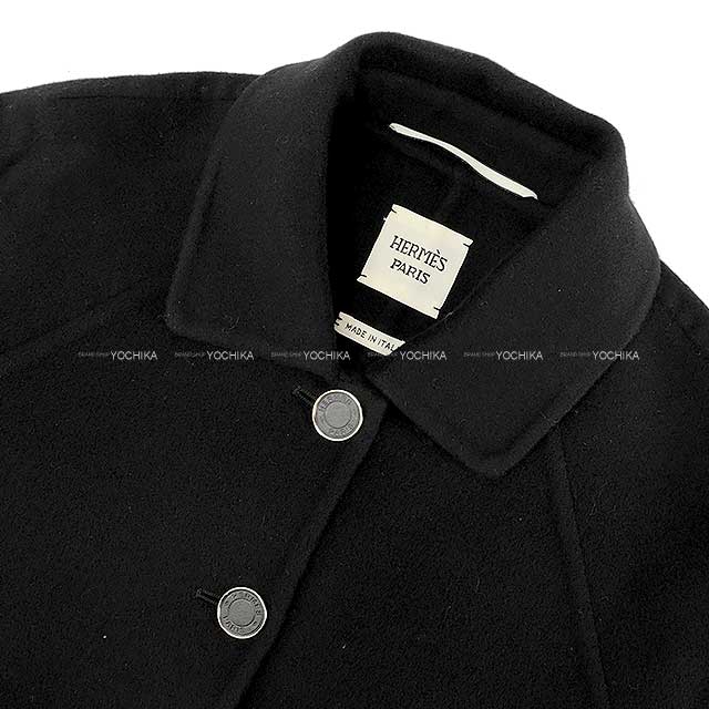 2023AW HERMES Ladies Short Coat Sellier Button  Noir (Black) Cashmere100% 36[BRAND NEW][Authentic]