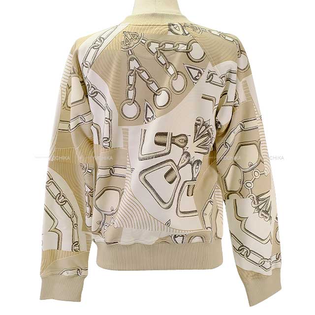 2024 NEW HERMES Sweat Shirt KALEIDO SCOPE EFFECT Beige Cotton100%[EXCELLENT][Authentic]