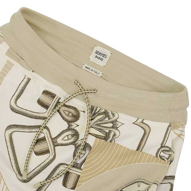 2024 NEW HERMES mini skirt Sweat KALEIDO SCOPE EFFECT Beige Cotton100% 36[EXCELLENT][Authentic]