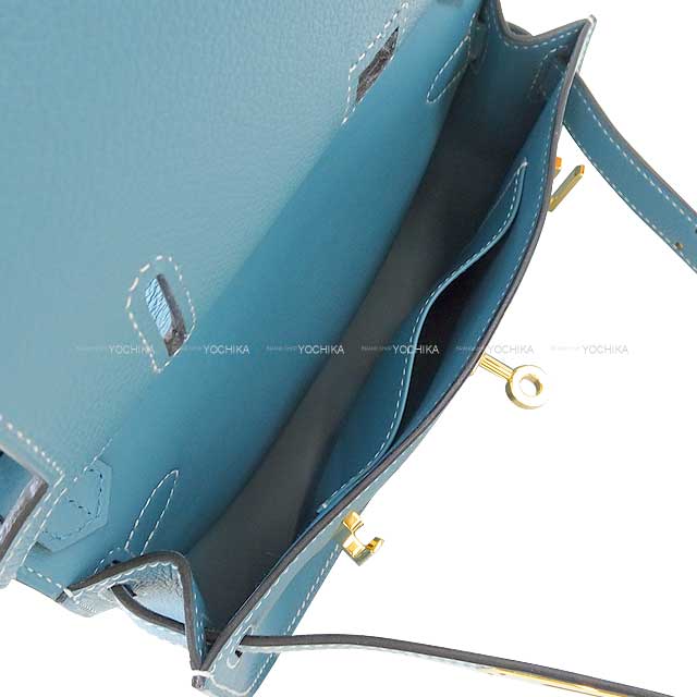 [Pre-loved] HERMES Shoulder bag Jypsiere Mini New Bleu Jean Evercolor Gold HW Stamp B[LIKE NEW][Authentic]