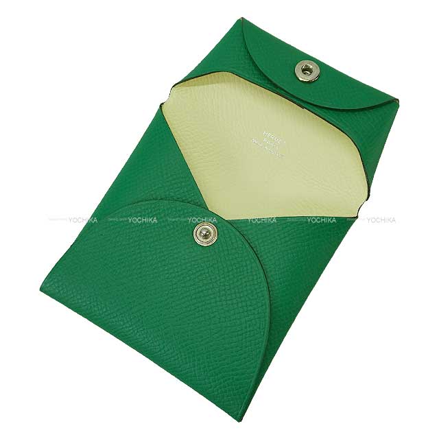 HERMES change purse Bastia Verso Vert Jade/Jaune Milton Veau Epsom Silver HW Stamp W[BRAND NEW][Authentic]