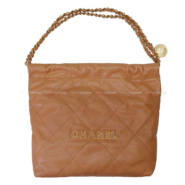 CHANEL Handbag Chanel 22 Matelasse Medal Charm Small Hobo Beige Graind Calf(Caviarskin) Gold HW AS3260[BRAND NEW][Authentic]