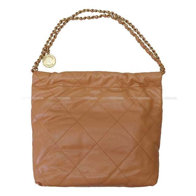 CHANEL Handbag Chanel 22 Matelasse Medal Charm Small Hobo Beige Graind Calf(Caviarskin) Gold HW AS3260[BRAND NEW][Authentic]