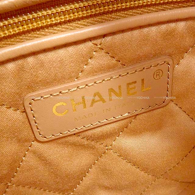 CHANEL Handbag Chanel 22 Matelasse Medal Charm Small Hobo Beige Graind Calf(Caviarskin) Gold HW AS3260[BRAND NEW][Authentic]