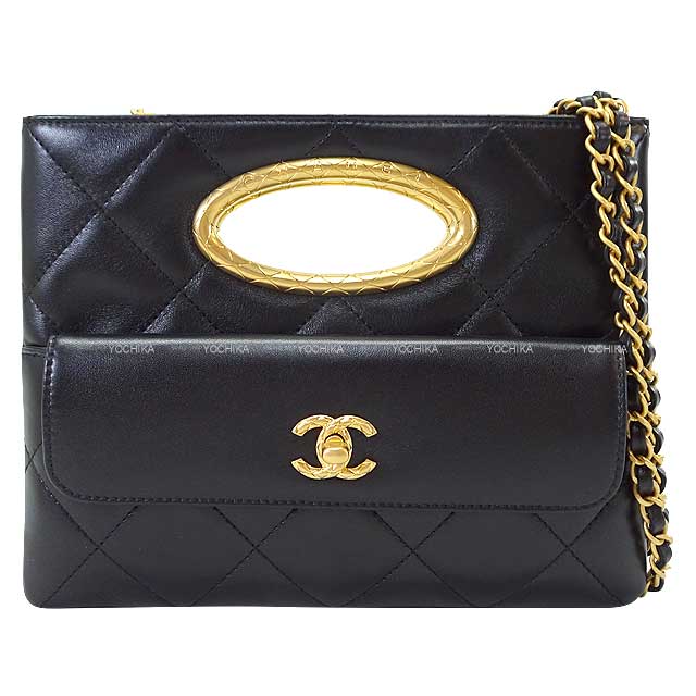 2024 AW New CHANEL Clutch bag Coco mark Matelasse Chain Noir (Black) Lambskin Mat Gold HW AS5038[BRAND NEW][Authentic]