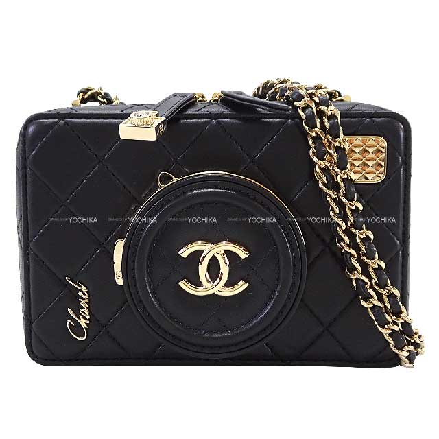 CHANEL Shoulder bag Coco mark Matelasse Camera bag with Mirror Noir (Black) Lambskin Champagne Gold HW AS4817[BRAND NEW][Authentic]