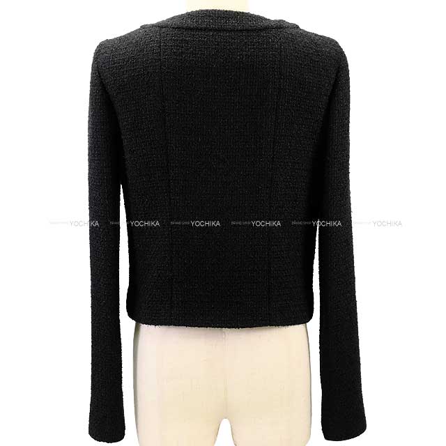 2024 SS CHANEL Plainly colored jacket Tweed Camelia button Bicolor #34 Noir (Black) Wool/Polyamide P76730[BRAND NEW][Authentic]