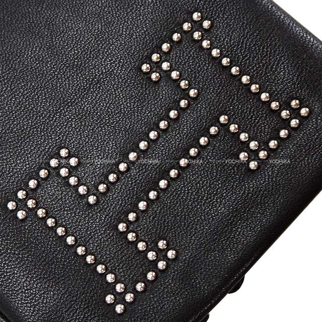 HERMES glove Glove Bastille Metalic #7.5 Noir (Black) Agneau glase/Silk[BRAND NEW][Authentic]