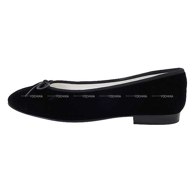 CHANEL ballet shoes(flat shoes) Flat Coco mark #37.5 Noir (Black) Velvet 37.5 G02819[EXCELLENT][Authentic]