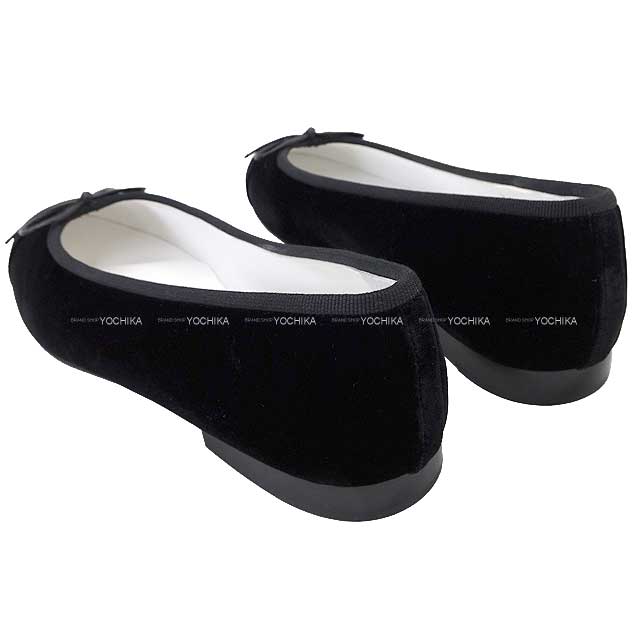 CHANEL ballet shoes(flat shoes) Flat Coco mark #37.5 Noir (Black) Velvet 37.5 G02819[EXCELLENT][Authentic]