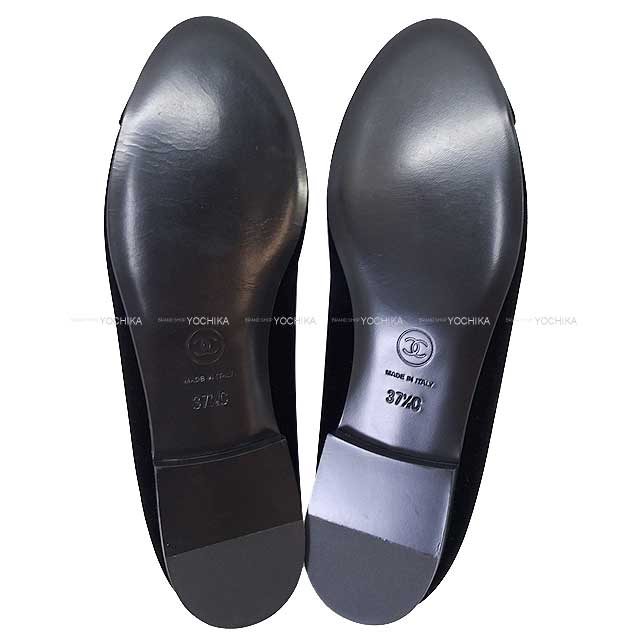 CHANEL ballet shoes(flat shoes) Flat Coco mark #37.5 Noir (Black) Velvet 37.5 G02819[EXCELLENT][Authentic]