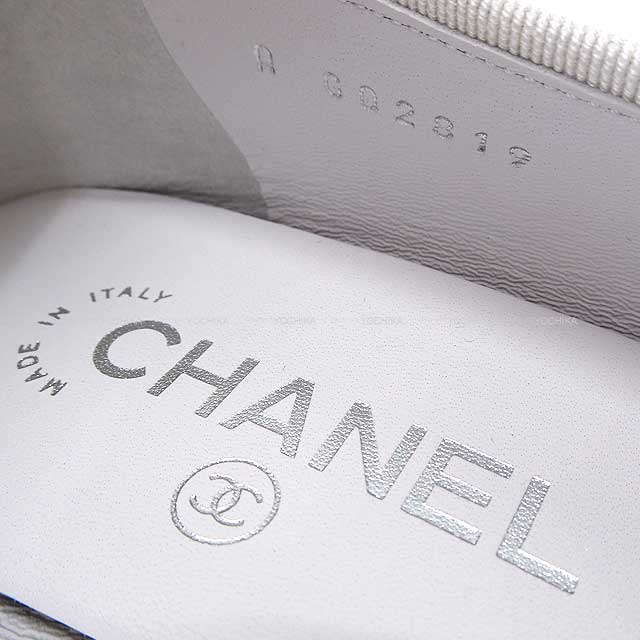 CHANEL ballet shoes(flat shoes) Flat Coco mark #37.5 Blanc (White)/Noir (Black) Leather 37.5 G02819[EXCELLENT][Authentic]