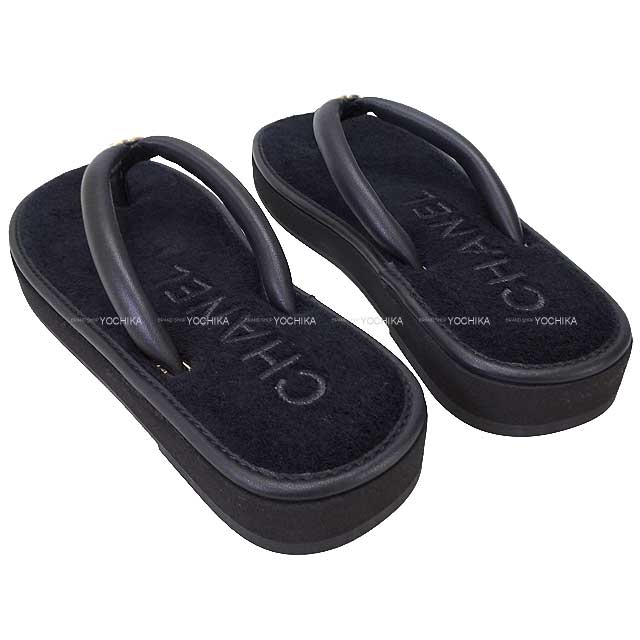 2024 SS New CHANEL sandals Tong Coco mark #37 Noir (Black) Lambskin/Pile 37 G45517[BRAND NEW][Authentic]