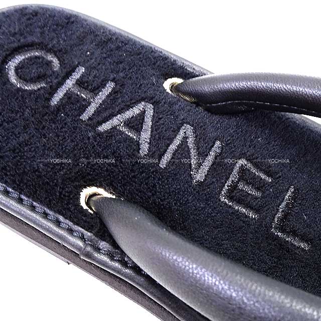 2024 SS New CHANEL sandals Tong Coco mark #37 Noir (Black) Lambskin/Pile 37 G45517[BRAND NEW][Authentic]