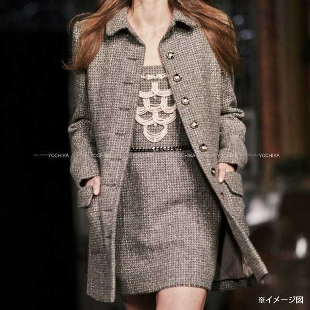 2024 NEW Mediatore Collection CHANEL Tweed Jacket collared Greige Wool 34 P77709V6507[BRAND NEW][Authentic]