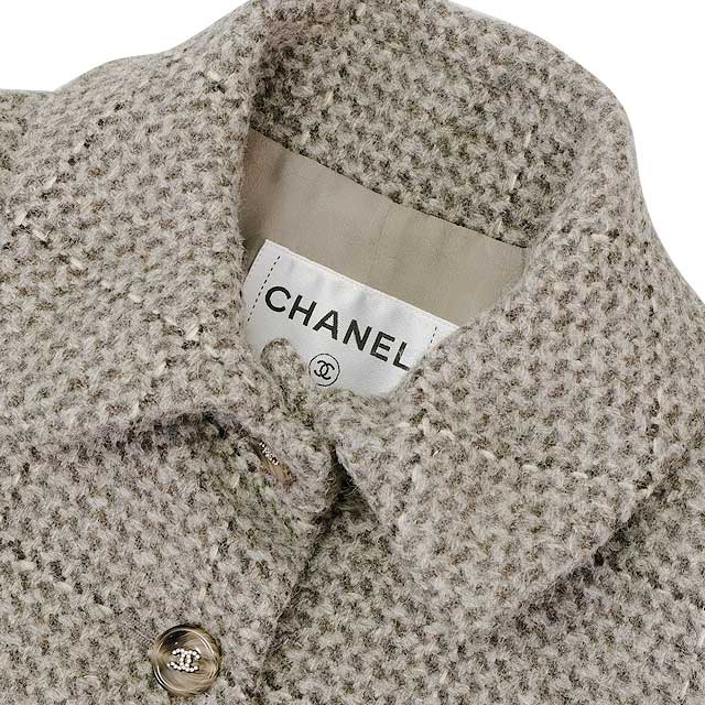 2024 NEW Mediatore Collection CHANEL Tweed Jacket collared Greige Wool P77709V6507[BRAND NEW][Authentic]