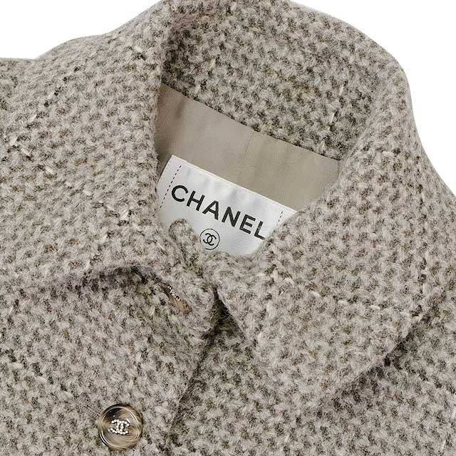 2024 NEW Mediatore Collection CHANEL Tweed Jacket collared Greige Wool 34 P77709V6507[BRAND NEW][Authentic]