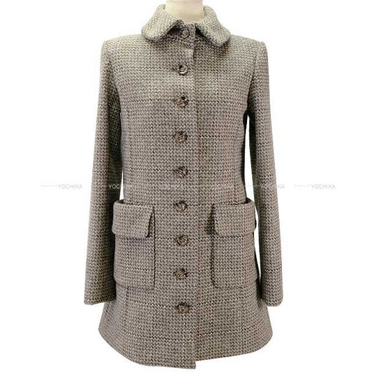 2024 NEW Mediatore Collection CHANEL Tweed Jacket collared Greige Wool 34 P77709V6507[BRAND NEW][Authentic]