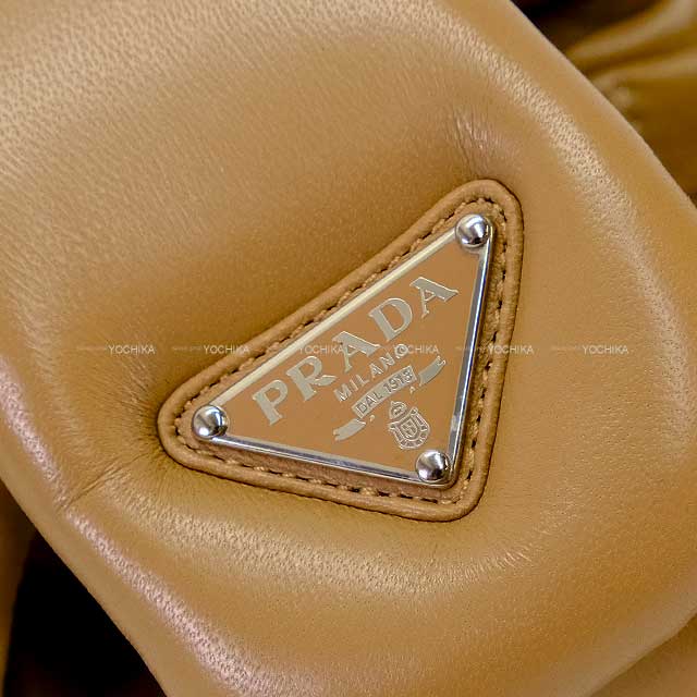 PRADA sandals Wedge Softpadded Caramel Nappa Leather 37.5[EXCELLENT][Authentic]