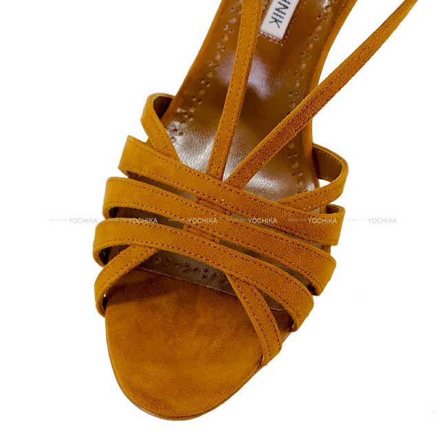 MANOLO BLAHNIK sandals Heel SARDIUMU #37.5 Brown Suede[BRAND NEW][Authentic]