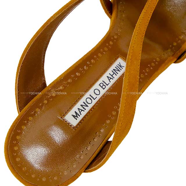 MANOLO BLAHNIK sandals Heel SARDIUMU #37.5 Brown Suede[BRAND NEW][Authentic]