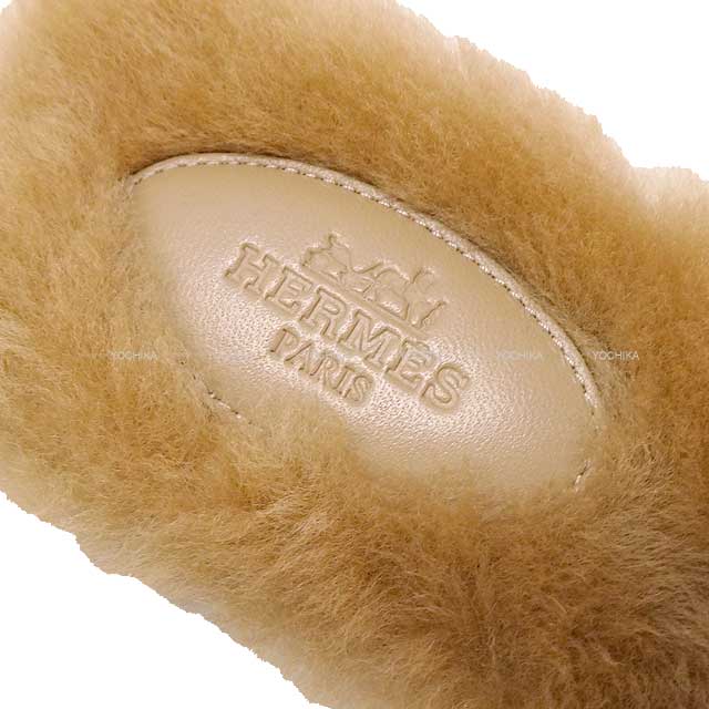 HERMES sandals Oran #38 Beige Argile Sheepskin[BRAND NEW][Authentic]