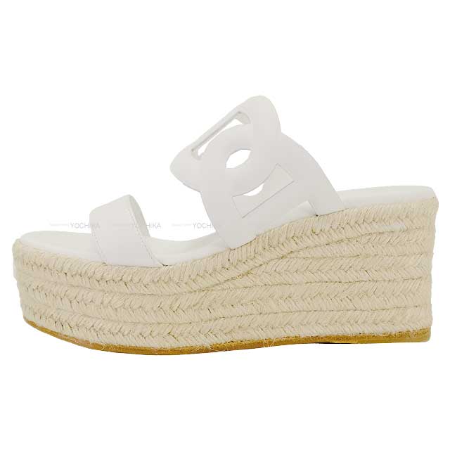 HERMES sandals Espadrilles ITHEA 30 #37 Blanc (White) Nappa[EXCELLENT][Authentic]