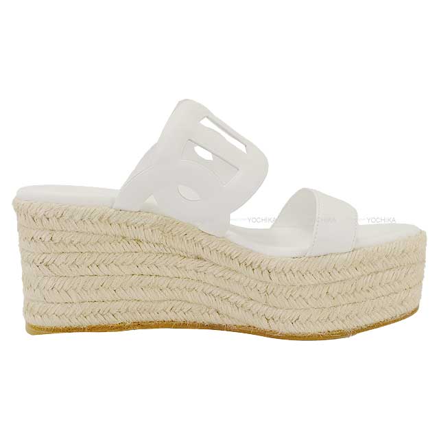 HERMES sandals Espadrilles ITHEA 30 #37 Blanc (White) Nappa[EXCELLENT][Authentic]