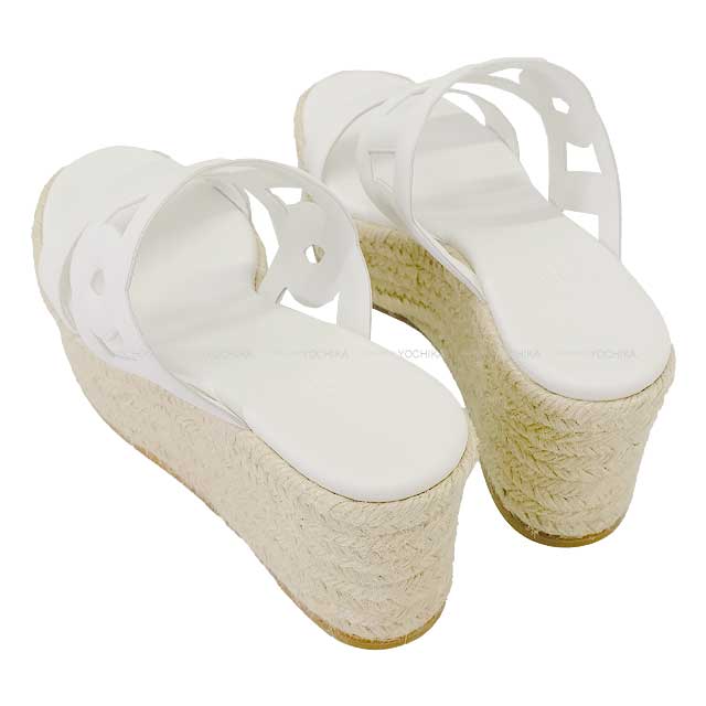 HERMES sandals Espadrilles ITHEA 30 #37 Blanc (White) Nappa[EXCELLENT][Authentic]