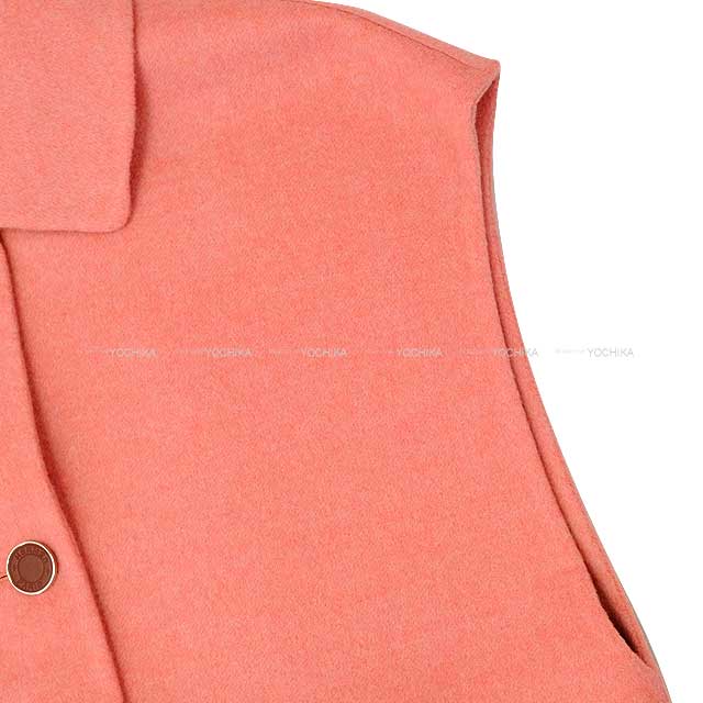 HERMES Vests Gilet utility clothes Sellier Button Belt Long Double face Pink Cashmere100% 34[BRAND NEW][Authentic]