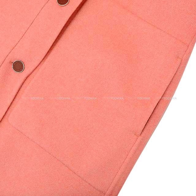 HERMES Vests Gilet utility clothes Sellier Button Belt Long Double face Pink Cashmere100% 34[BRAND NEW][Authentic]